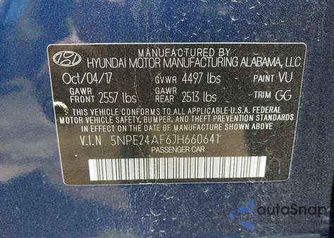 2018 Hyundai Sonata Se из США, поврежденный, VIN 5NPE24AF6JH660641